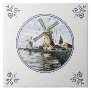 Carreau Carrelage en céramique pittoresque Delft Polychrom