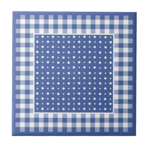 Carreau Carrelage en céramique, Pois et chevalets bleu fon