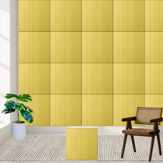 Carreau Carrelage en céramique rayé jaune soleil (Sunshine Yellow Striped Ceramic Tile)