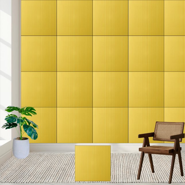 Carreau Carrelage en céramique rayée jaune soleil (Sunshine Yellow Stripe Ceramic Tile)