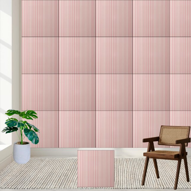 Carreau Carrelage en céramique rayée rose (Pink Striped Ceramic Tile)