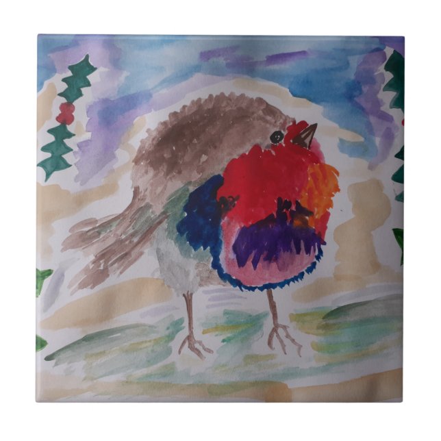 Carreau Carrelage en céramique Robin de Noël (Devant)