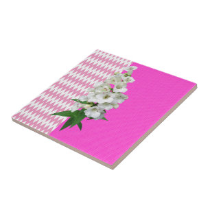 Carreau Carrelage en céramique rose blanc marguerite flora