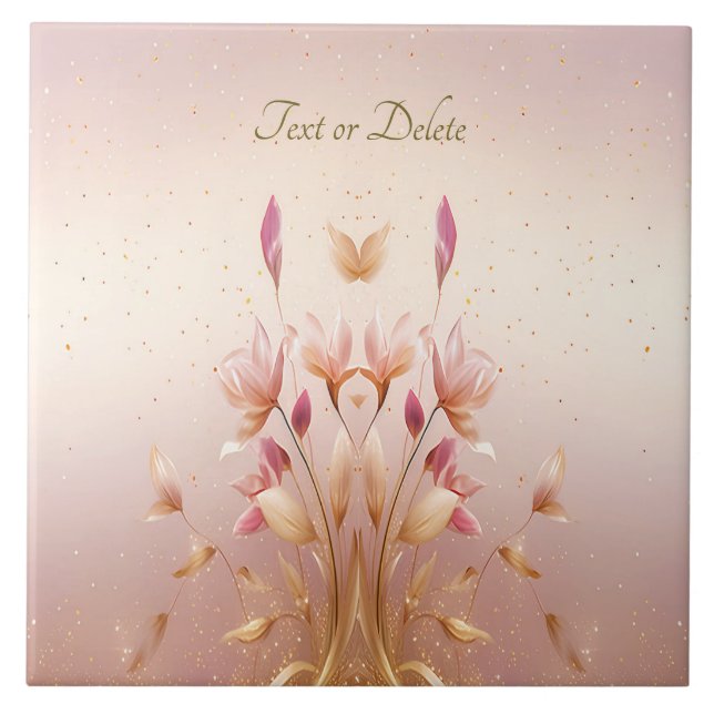 Carreau Carrelage en céramique rose Feuille (Devant)