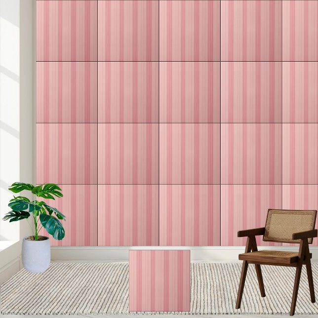 Carreau Carrelage en céramique rose rayé Style 2 (Pink Striped Ceramic Tile Style 2)