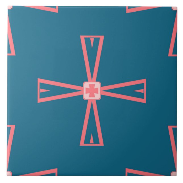 Carreau Carrelage en céramique - rose sur Motif bleu carre (Devant)