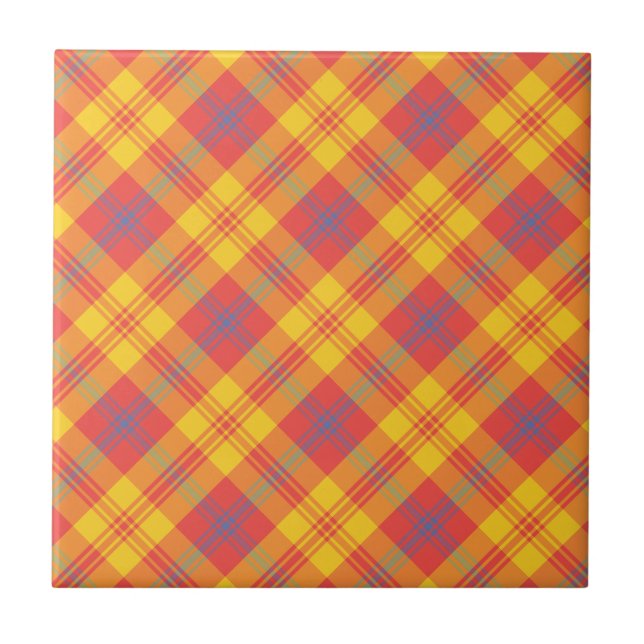 Carreau Carrelage en céramique rouge vif jaune et bleu pla (Devant)