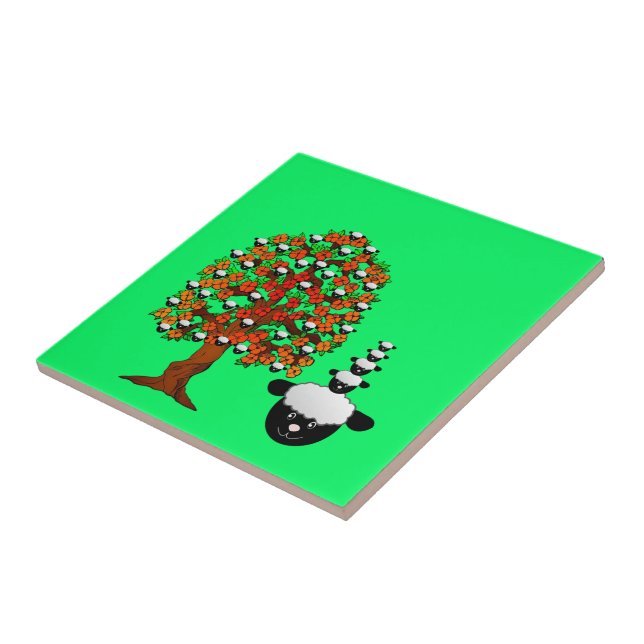 Carreau Carrelage en céramique Sheep Tree Green (Côté)