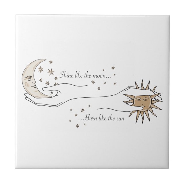 Carreau Carrelage en céramique Soleil, Lune et Étoiles (Devant)