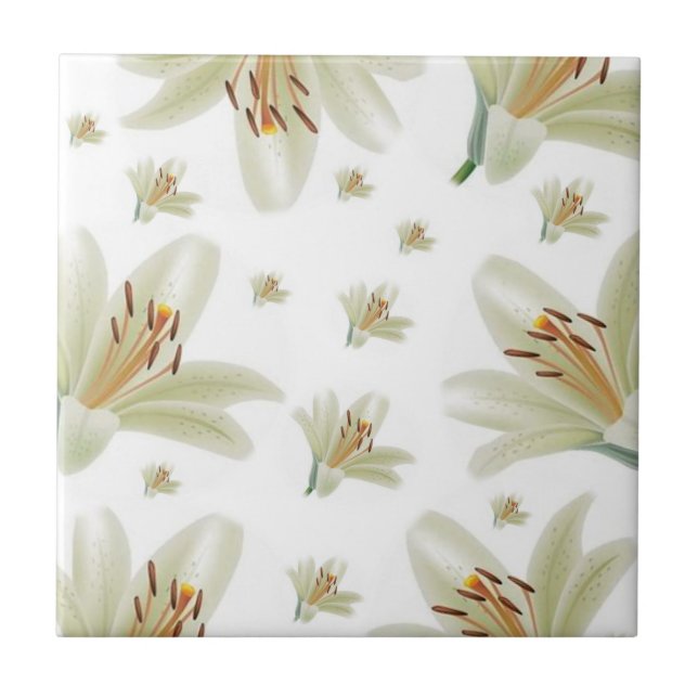 Carreau Carrelage en céramique Tulipe blanche Floral (Devant)