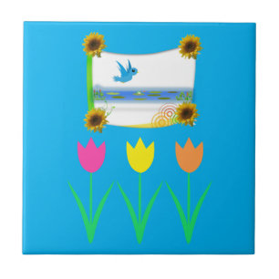 Carreau Carrelage en céramique Tulipes Bleues Tournesol Fl