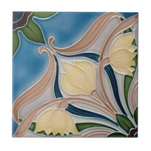 Carreau Carrelage en céramique - Tulipes en Crème Art Nouv