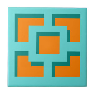 Carreau Carrelage en céramique Turquoise et Orange Trellis