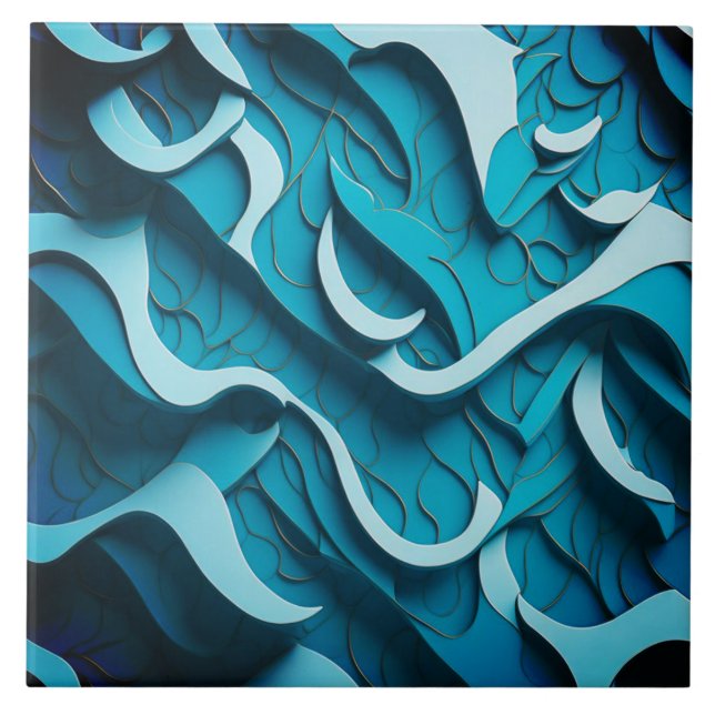 Carreau Carrelage en céramique "Turquoise Waves II" (Devant)