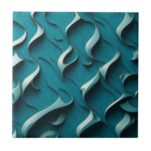 Carreau Carrelage en céramique "Vagues Turquoise" (Devant)