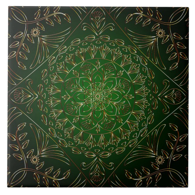 Carreau Carrelage en céramique vert or (Devant)