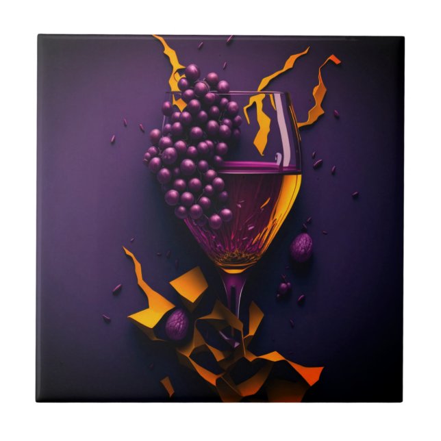Carreau Carrelage en céramique "Vin et raisin" (Devant)