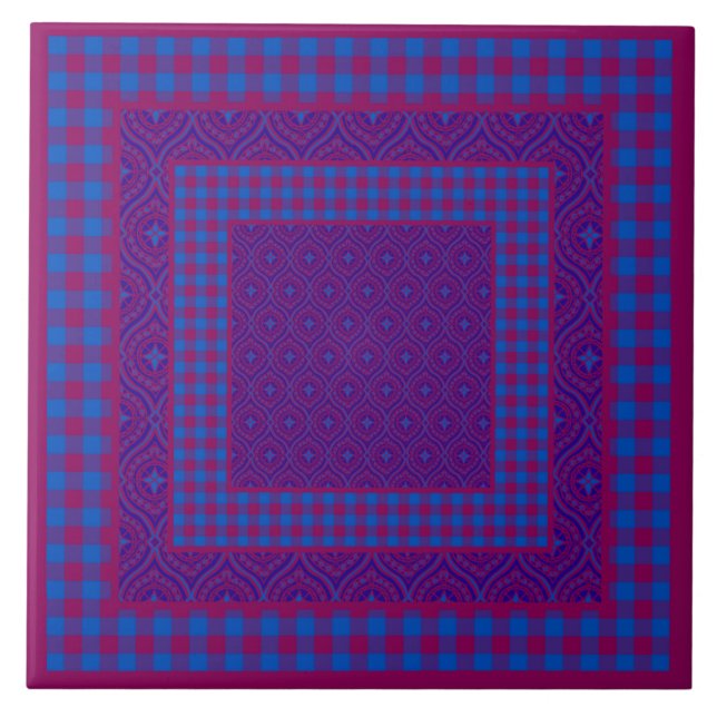 Carreau Carrelage en céramique, violet et bleu, Chèques et (Devant)