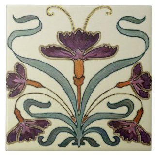 Carreau Carrelage en céramique - Violet Floral Art Nouveau