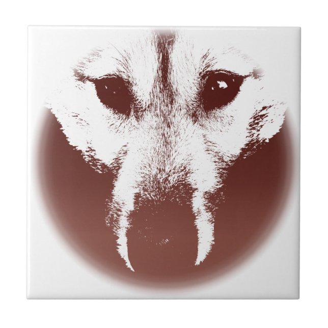 Carreau Carrelage en céramique Wolf Pup Sled Chien Décor (Devant)