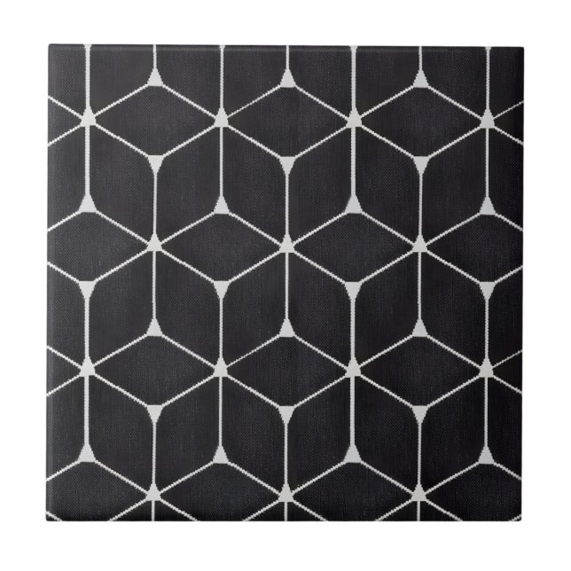 Carreau carrelage en diamant noir et blanc classique (Devant)