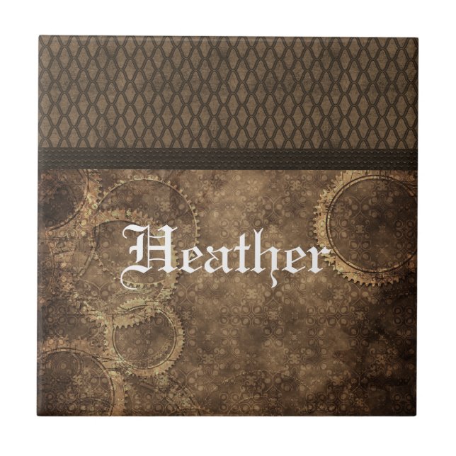 Carreau Carrelage en métal en Steampunk, Brown (Devant)