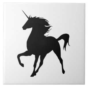 Carreau Carrelage en silhouette Unicorne noire