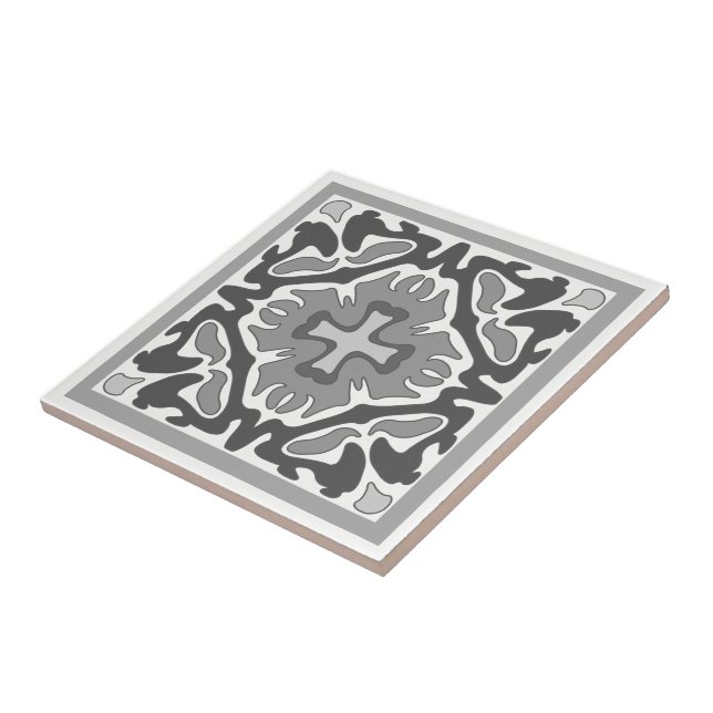 Carreau Carrelage espagnol noir et blanc (Côté)