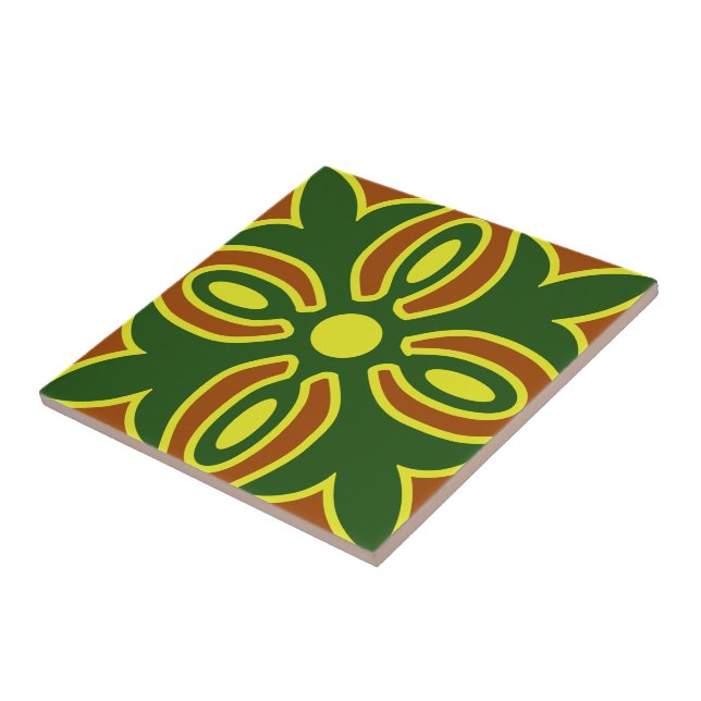 Carreau Carrelage Espagnol Vert Et Jaune (Côté)
