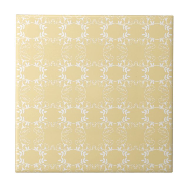 Carreau Carrelage Floral Jaune Et Blanc Ressort (Devant)