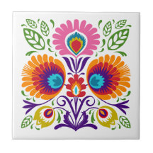 Carrelage folklorique polonais floral