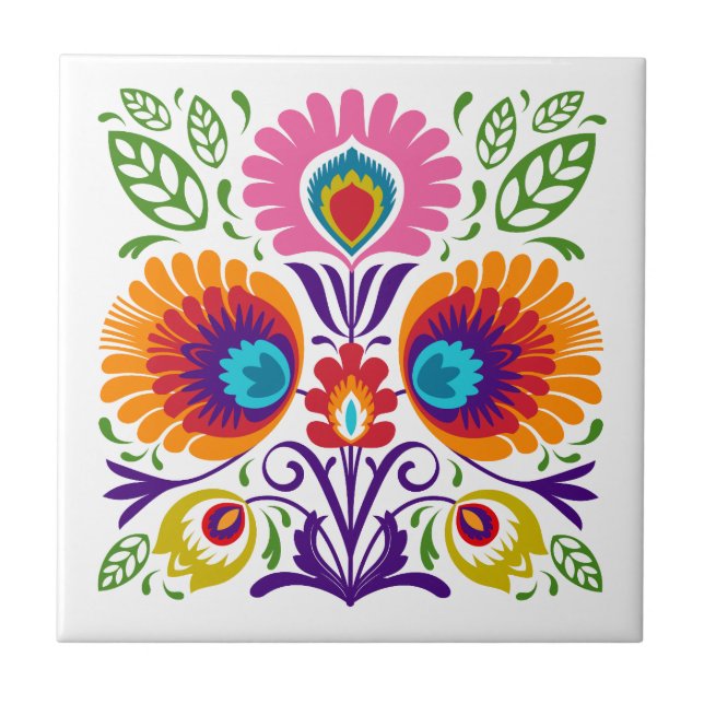Carreau Carrelage folklorique polonais floral (Devant)