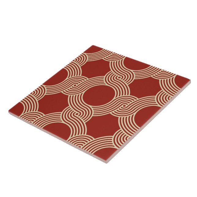 Carreau Carrelage géométrique beige Brown des années 70 vi (Côté)