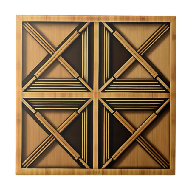 Carreau Carrelage géométrique en bambou Art déco (Devant)