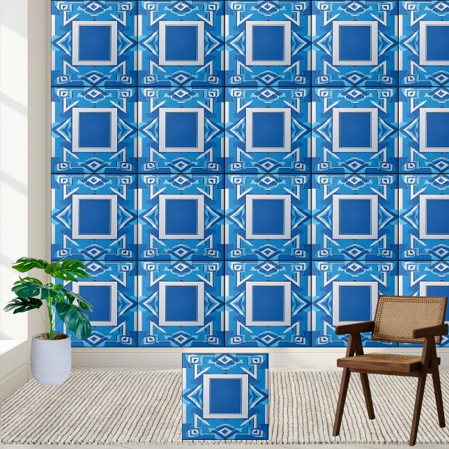 Carreau Carrelage grec ancien Carrelage bleu et blanc (Ancient Greek Tiles Blue and White Wall Floor Tile)