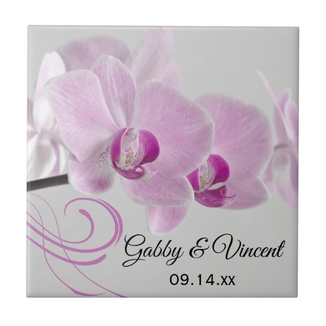 Carreau Carrelage Mariage de l'élégance de l'orchidée rose (Devant)