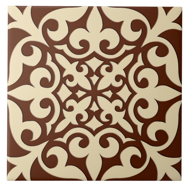 Carreau Carrelage marocain - chocolat et beige (Devant)