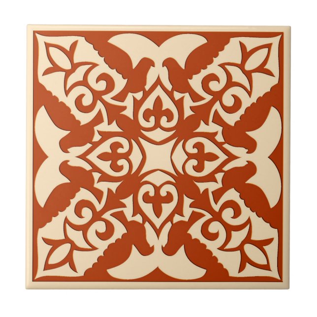 Carreau Carrelage marocain, Coral Orange & Pastel Apricot (Devant)