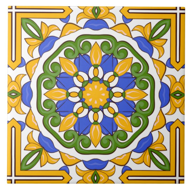 Carreau Carrelage méditerranéen, majolica, Sicilienne, Car (Devant)