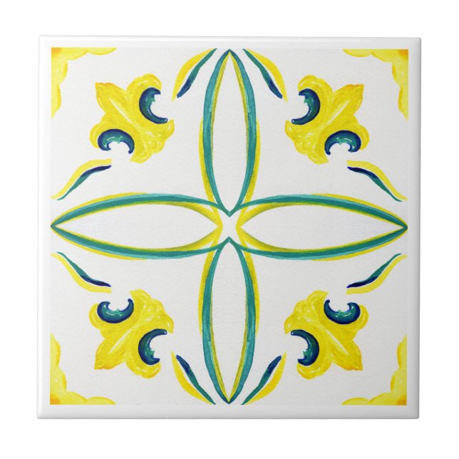 Carreau Carrelage méditerranéen, majolica, style sicilien  (Devant)