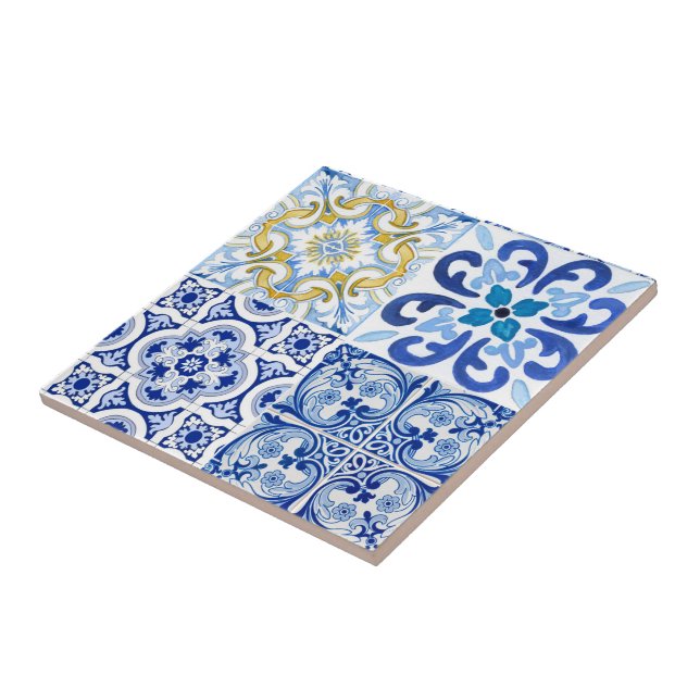 Carreau Carrelage méditerranéen, majolica, style sicilien  (Côté)