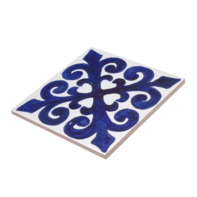 Carreau Carrelage méditerranéen, majolica, style sicilien  (Côté)