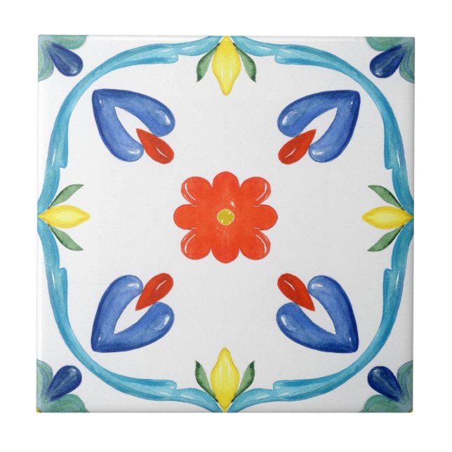 Carreau Carrelage méditerranéen, majolica, style sicilien  (Devant)