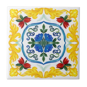 Carreau Carrelage méditerranéen, majolica, style sicilien 