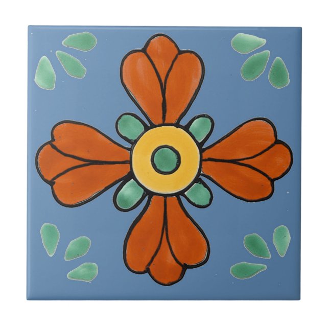 Carreau Carrelage mexicain, Fleur occidentale, (Devant)