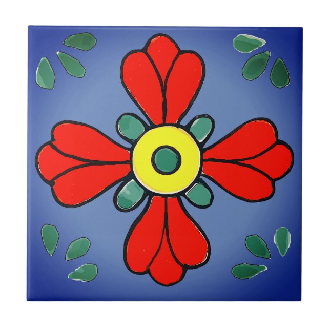 Carreau Carrelage mexicain, Fleur occidentale, (Devant)