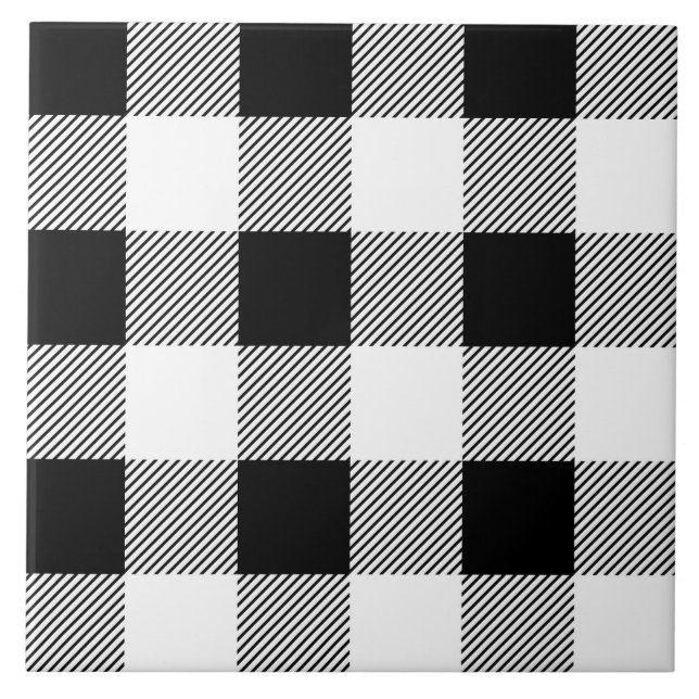 Carreau carrelage mignon noir buffle plaid motif (Devant)