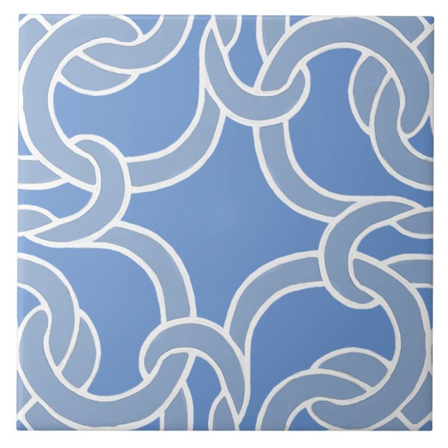 Carreau Carrelage Motif blanc et bleu Celtique (Devant)