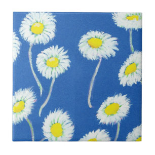 Carreau Carrelage Motif de petites marguerites blanches