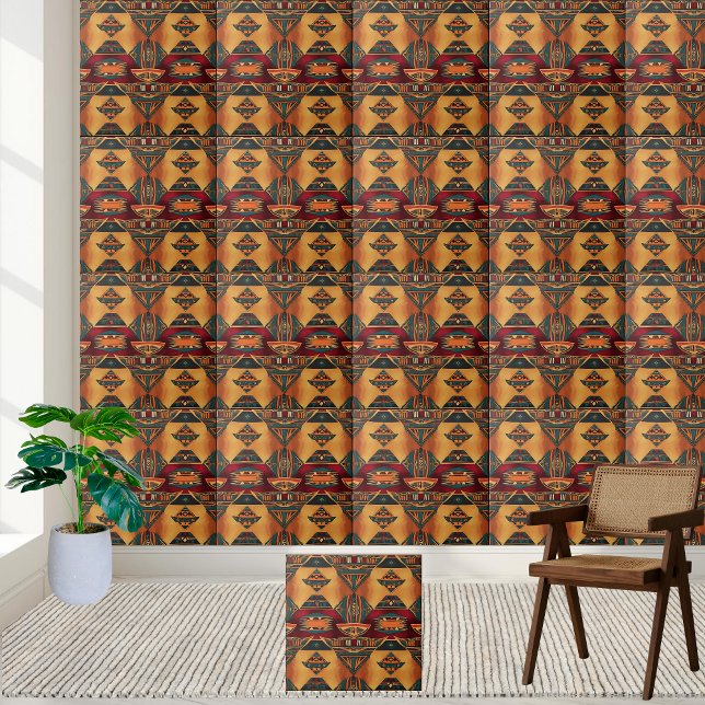 Carreau Carrelage Motif d'inspiration africaine moderne (Modern African Inspired Pattern Tile)
